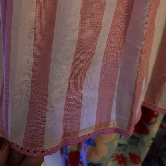 MATILDA JANE Squeaky Clean Pink/Blue Tiered Ruffle Shower Curtain w/hooks, GUC. - Picture 4 of 10